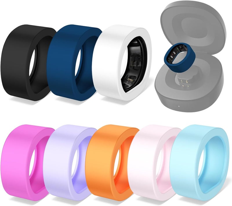 SGHLDE 8 Pack Ring Case Cover for RingConn Gen 2/2 Air, Elastic Thin Silicone Ring Protector Compatible with RingConn Gen 2 Air for Women/Men Gym Workout, Fits 12/13/14 RingSizes (L) - Image 1